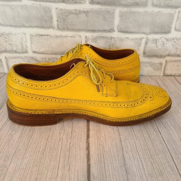 Florsheim Duckie Brown Leather Rockabilly Wingtip Oxford Yellow Retro10.5 D HTF - Picture 5 of 11